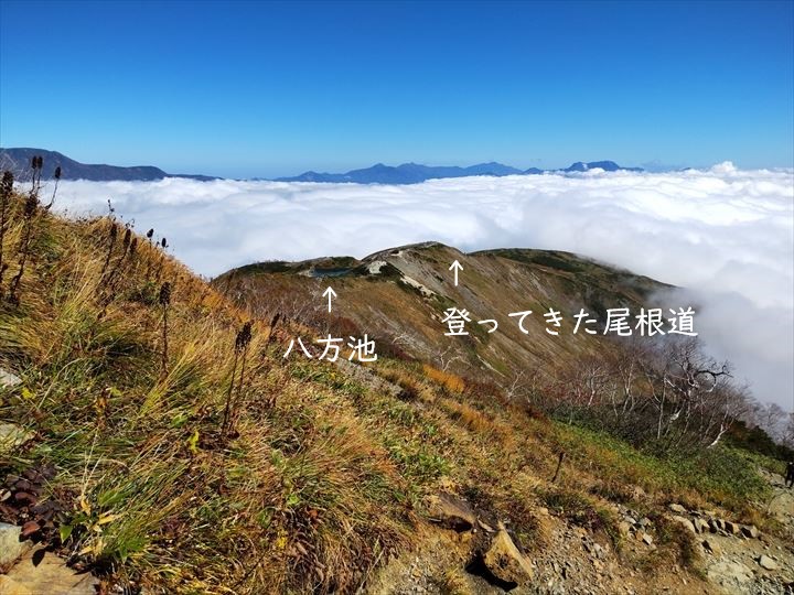 唐松岳　登山道から振り向いた景色