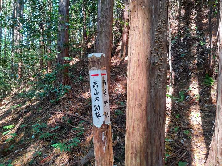 関八州見晴台　登山道　高山不動尊萩の平コース　道標