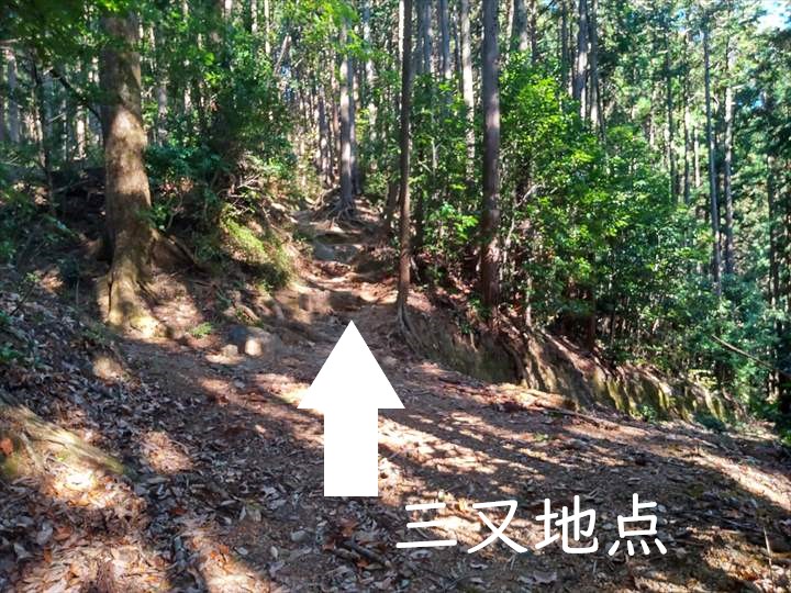 関八州見晴台　登山道　高山不動尊萩の平コース　三又